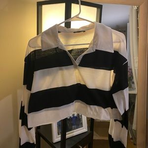 Thrifted black and white striped cropped long sleeve